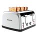 Taurus – Retro Broodrooster Vintage Four 1900W, 4 sleuven 135x35mm, 7 standen, 3 functies, Onafhankelijke bediening, RVS behuizing, Autocentrering, Kruimellades, Extra lift, Snoeropberging, Grijs