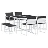 vidaXL 9-delige Tuinset met Kussens, Wit, Textielstof
