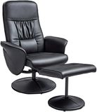 Homcom Relaxfauteuil met Voetenbank, Kunstleer, Metaal, Zwart