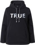 Ulla Popken Dames Hoodie True met Capuchon, Koord, Zakken en Lange Mouwen - Zwart - Maat 50+