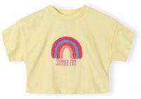 Minoti T-shirt Meisjes met Regenboog Applicatie - 100% Katoen - Geel