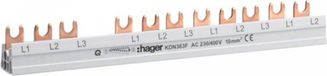 Hager KDN363F Fase 3P+N 63A 10 mm² 12 ingangen geïsoleerde vorkaansluiting grijs