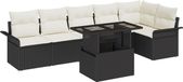 vidaXL Tuinbank Set 7-delig Zwart Polyrotan