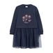 s.Oliver midi sweatjurk met tekst en glitters - donkerblauw