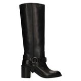 Sacha Zwarte Leren Bikerboots Met Blokhak