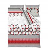 ZARATEX Housse de couette 220x200cm - Gris, Rouge, Blanc ornements