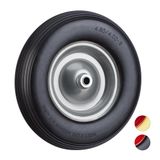 Merkloos Relaxdays kruiwagenwiel rubber, 4.80 4.00-8, met as, stalen velg, tot 100 kg, antilek band, reservewiel, zwart