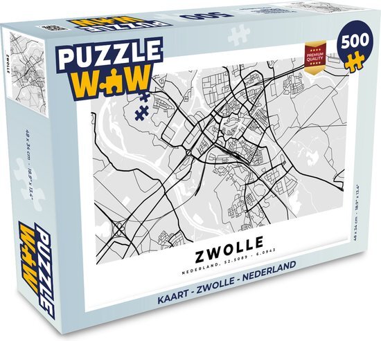 MuchoWow Puzzel Kaart - Zwolle - Nederland - Legpuzzel - Puzzel 500 stukjes