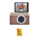 Kodak Pixpro C1 Compacte camera, 13 MP BSI CMOS, 4-voudige zoom, 2,8 inch lcd-display, led-flitser, batterij - bruin + 16 GB microSDHC-kaart klasse 10