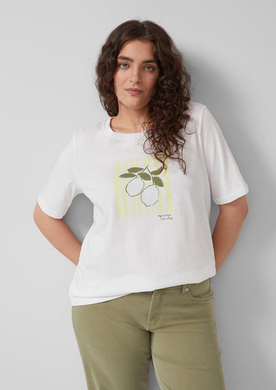 s.Oliver Curve s.Oliver T-shirt met ronde hals en korte mouwen voor dames, maat 46, wit