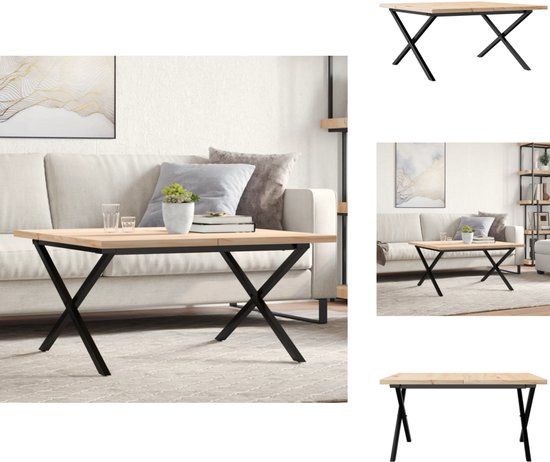 vidaXL Salontafel X-frame 90x90x45,5 cm grenenhout en staal