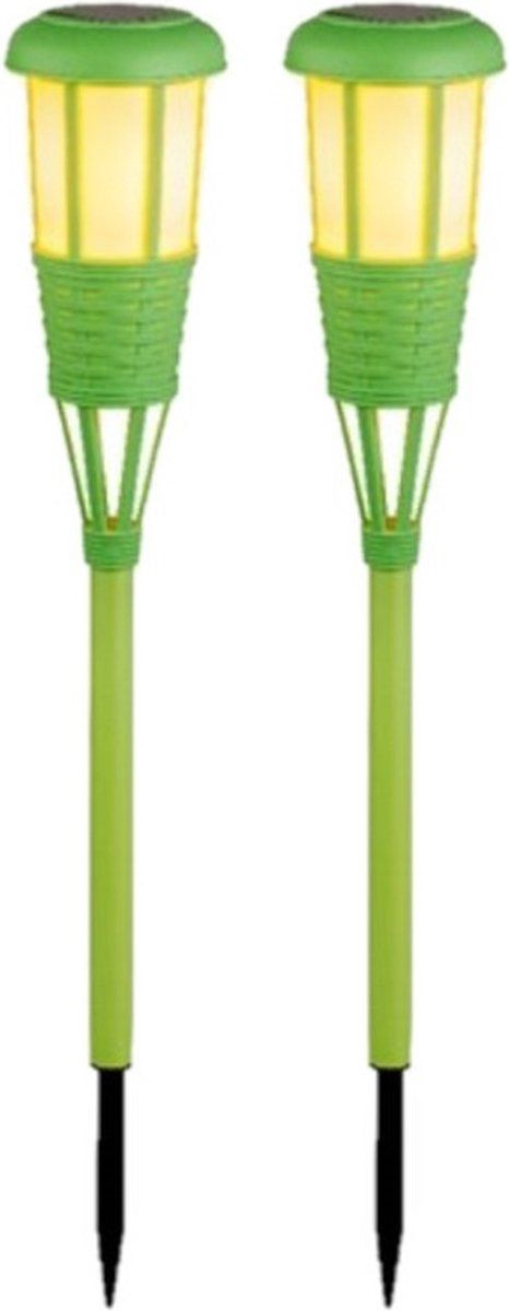 Lumineo Solar Tuinfakkel - Groen - 61 cm - 2 Stuks