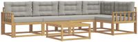 vidaXL - Buiten - bank - set - 6 - st - Wit - en - Lichtgrijs - Polyester