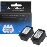 PrintAbout Canon PG-512 / CL-513 Compatible Ink Cartridge - Black + 3 Colors - High Yield