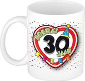 Bellatio Decorations Mok 30 jaar - Hartje Verkeersbord - Multi - 300 ml