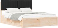 vidaXL Bedframe met Gevoerde Hoofdbord Zwart 160 x 200 cm