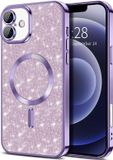 Techsuit Hoesje geschikt voor Apple iPhone 16 Plus - Luxury Glitter Back Cover - Geschikt voor MagSafe - Lichtpaars