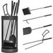 Ensemble serviteur de cheminée noir métal 5 pièces