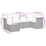 vidaXL 6-delige Loungeset met Kussens, Poly Rattan, Grijs