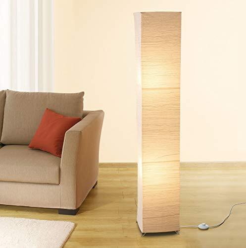 Trango 1213L modern design LED vloerlamp *OSLO* rijstpapier lamp in vierkant met beige lampenkap staande lamp 125cm hoog incl. 2x E14 LED lampen, woonkamer vloerlamp 100% *HANDMADE*