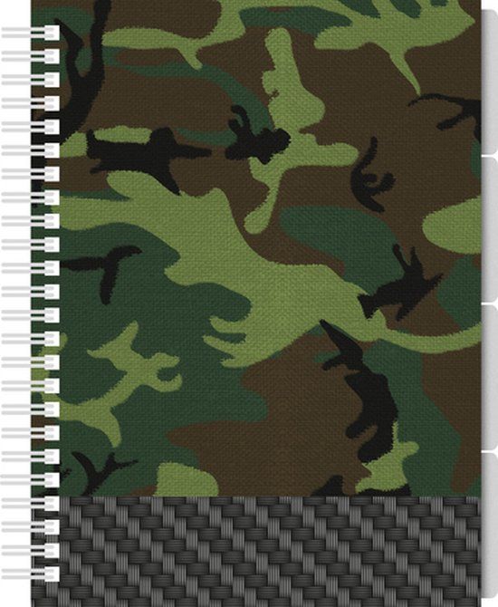 Kangaro Camo 2.0 spiraalblok A5 gelinieerd met 4 tabs 60 grams 200 vel