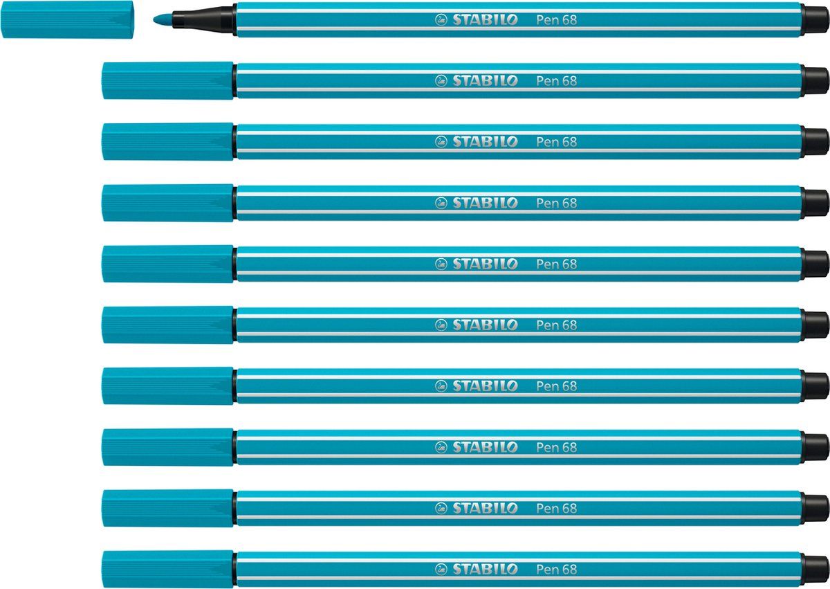 Stabilo Pen 68 - Viltstift - Lichtblauw - Doos 10 stuks
