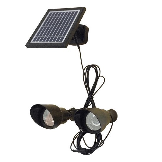 Solarlampkoning Solar LED wandspot buiten 'Heads' - Complete set met twee spots en los solarpaneel - Op zonne-energie