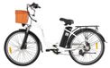 Vélo électrique C6 - Vélo de ville rétro - Roues de 66 cm - Moteur sans balai 36V 250W - Batterie lithium-ion amovible 12,5Ah - Autonomie 31–60 km - jusqu'à 25 km/h - Deux places - Blanc