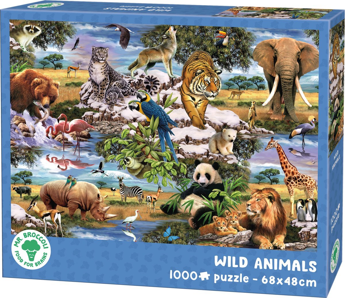 Mr. Broccoli Puzzel 1000 Stukjes - Wild Animals - Legpuzzel Wilde Dieren - 68 x 48 cm