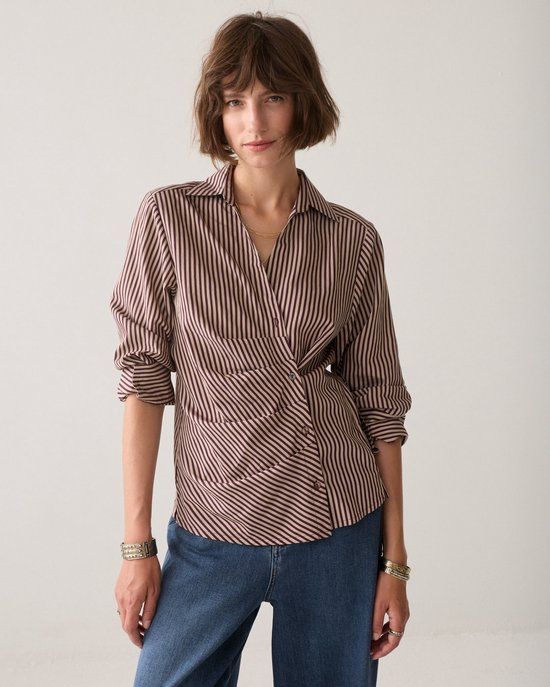 Summum Woman gestreepte blouse - donkerrood