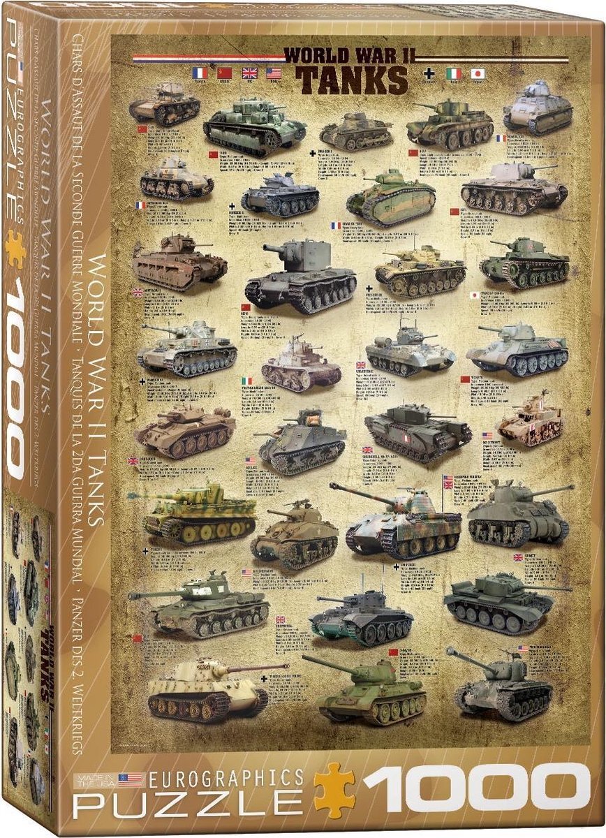 Eurographics puzzel World War II Tanks - 1000 stukjes