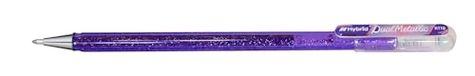 Pentel Hybrid Dual Metallic Gel Inkt Pastel Metallic K110, Lichtpaars + Rood & Metallic Blauw, 12 Stuk