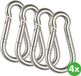 Travelhawk Karabijnhaak - Musketonhaak met Veerclip - Karabijnhaak Sleutelhanger - 4 Stuks - RVS - Zilver