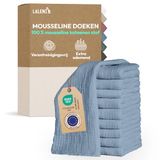 Laleni Hydrofiele Doeken - 100% Katoen - Mousseline - 70x70cm - Lichtblauw - Set van 10