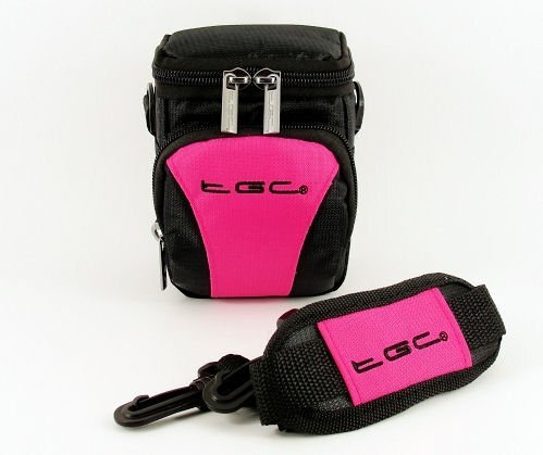 TGC De Hot Pink & Black Deluxe Compacte schoudertas voor de Sony CyberShot DSC-HX10 camera