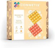 CONNETIX Magnetische Tegels Pastel Citroen en Perzik Basisplaat Pakket - 2 Stuks