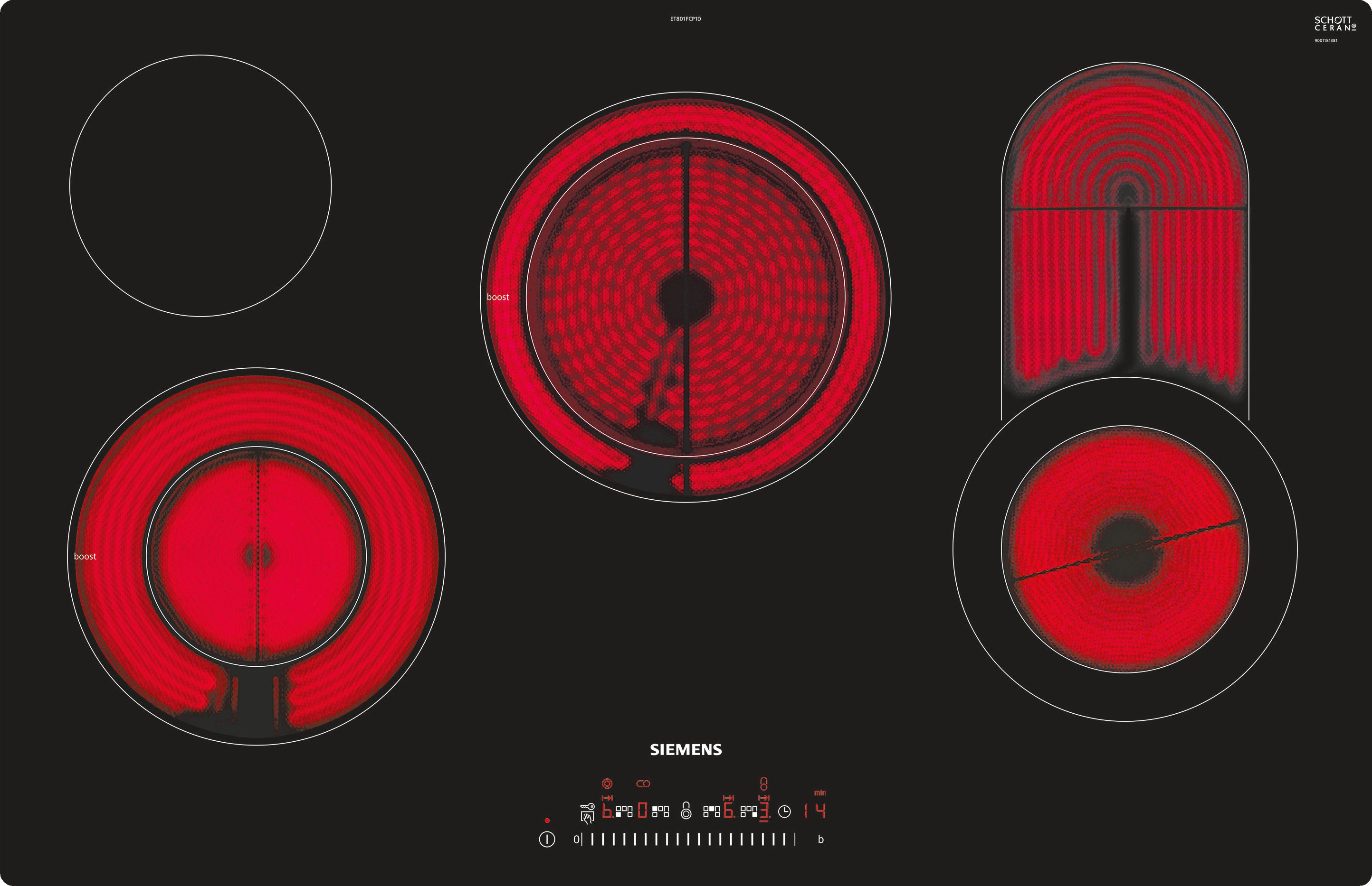 Siemens ET801FCP1D - Keramische kookplaat - 80 cm - Zwart/RVS