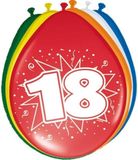 Folat Bv 18 jaar verjaardag feest ballonnen - 24 stuks - mix kleuren