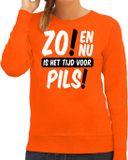 Bellatio Decorations Koningsdag sweater voor dames - tijd voor pils - oranje - bier - feestkleding XL