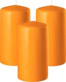 Enlightening Candles Bougie cylindrique/bougie pilier - 3x - orange - D6 x H15 cm - 58 heures de combustion - Bougies épaisses - Pour chandelier ou plateau