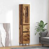 vidaXL Hoge kast, gerecycled hout, 34,5 x 34 x 180 cm, houtvezel