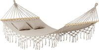 Outtec® Hangmat met 2 Kussens - 200x150 cm, tot 220kg - Boho Katoenen Hangmat voor Buiten, Tuin, Balkon - voor Kinderen en Volwassenen