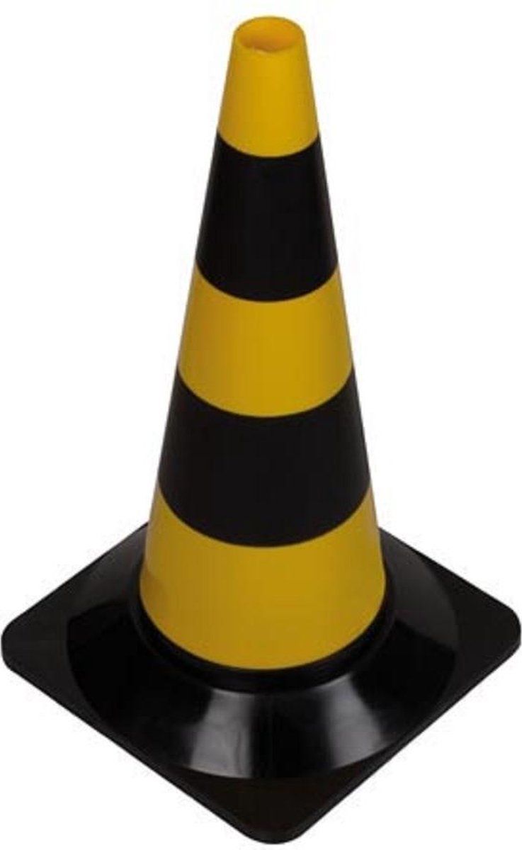 Perel Geel/Zwarte Afbakeningskegel 50 Cm