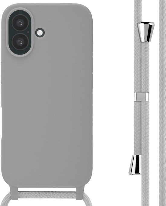 imoshion Siliconen hoesje met koord voor de Apple iPhone 16 - Lichtgrijs