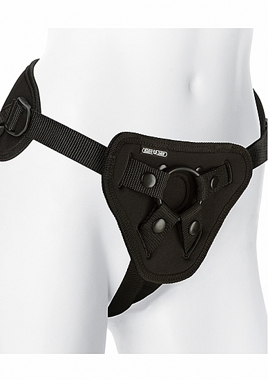 Vac-U-Lock Supreme Harness With Vibrating Plug - Black