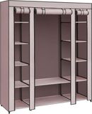 SONGMICS - Kledingkast van stof - verplaatsbare kledingkast - 45 x 150 x 175 cm - 12 vakken - metalen frame - poederroze
