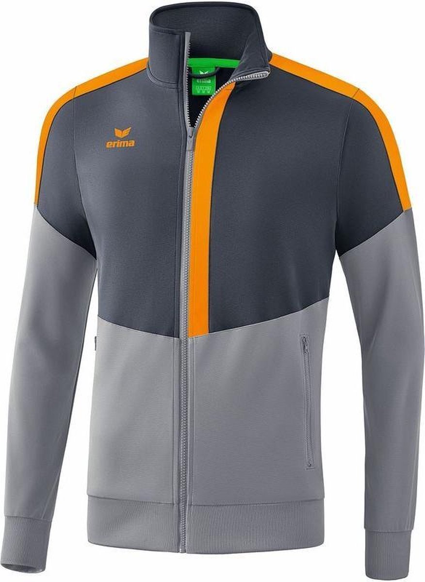 Erima Squad Trainingsjack Slate Grijs-Monument Grijs-New Oranje Maat L