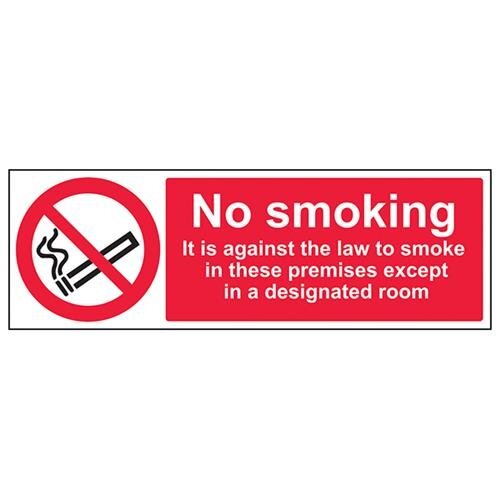 V Safety VSafety niet roken/tegen de wet verbod teken - 450mm x 150mm - 1mm Rigid Plastic