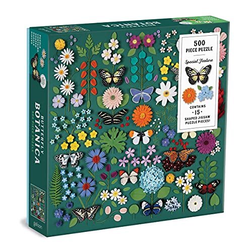 Mudpuppy Press Butterfly Botanica 500 Piece Puzzle with Shaped Pieces