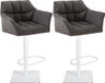 CLP Damaso Set de 2 tabourets de bar - accoudoir - avec dossier - avec repose-pieds - réglable - Tissu - gris titane blanc